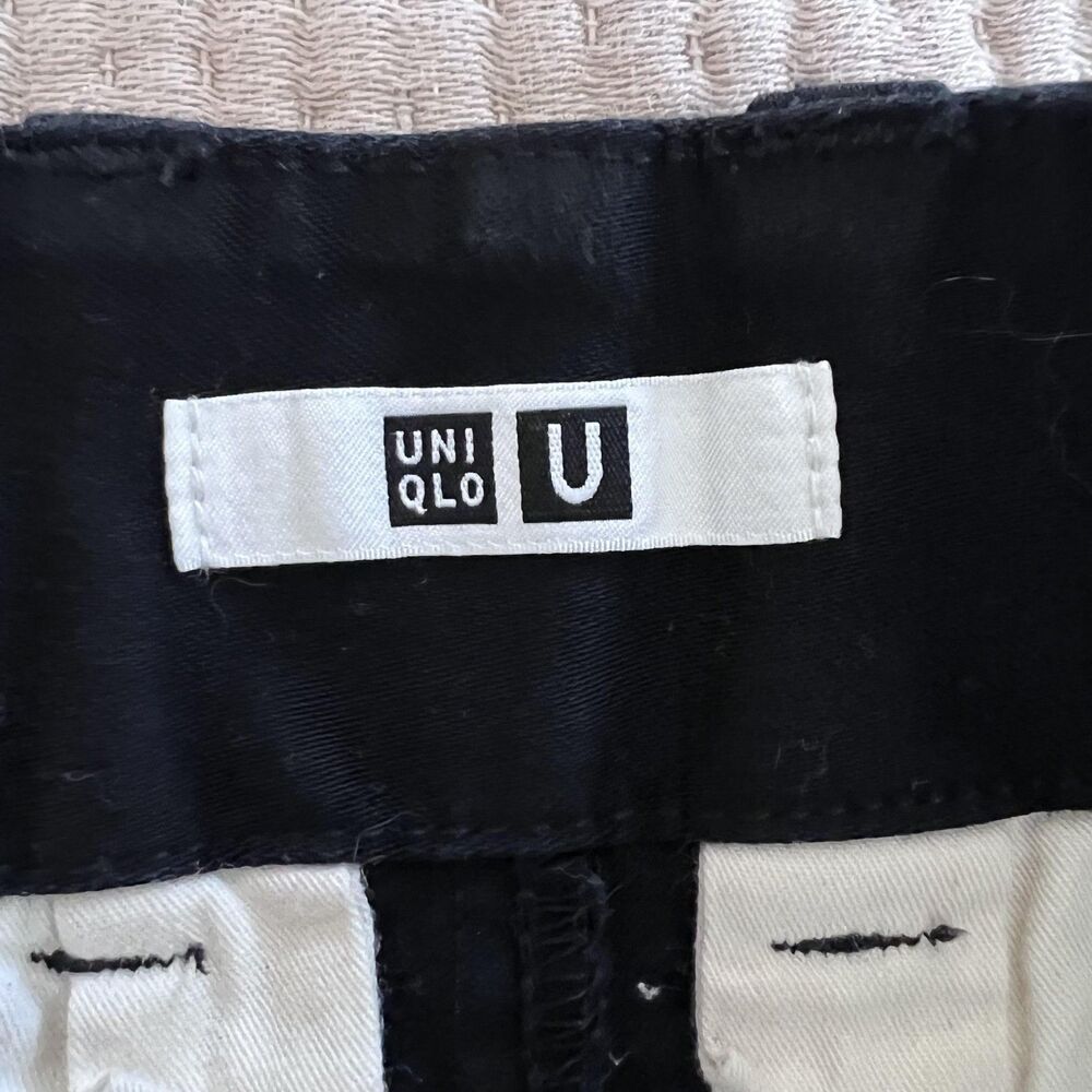 Uniqlo U Pants Women 8 Black Cotton Wide Leg High Rise Chino Casual Wear Classic - Picture 12 of 16